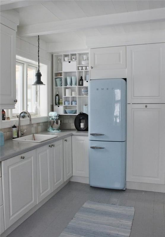 Ρετρό ψυγείο smeg ανοιχτό μπλε ιδέες σχεδιασμού κουζίνας