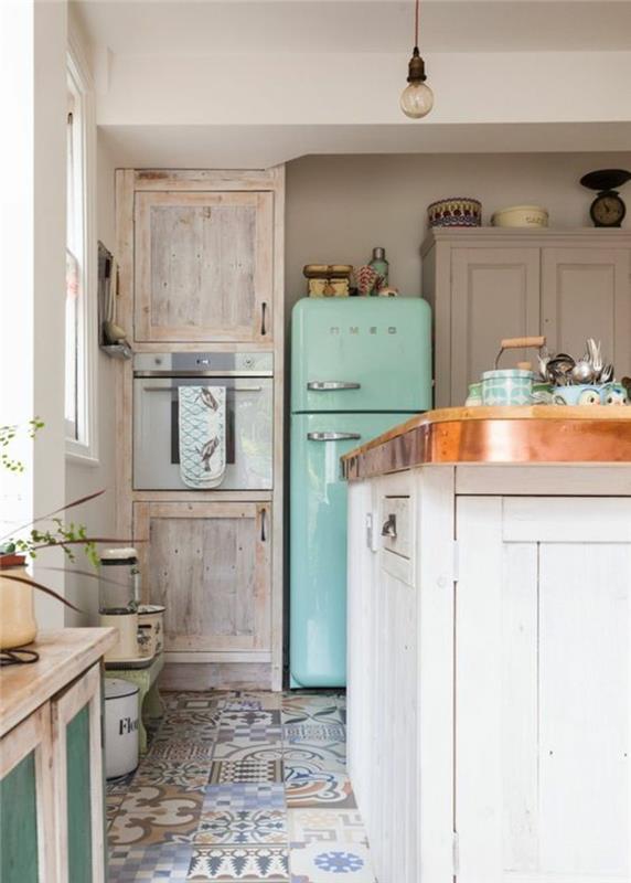 Ρετρό ψυγείο smeg μέντα πράσινη ιδέα σχεδιασμού κουζίνας