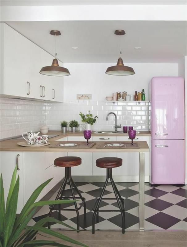 Ρετρό ψυγείο smeg ροζ ιδέες σχεδιασμού κουζίνας