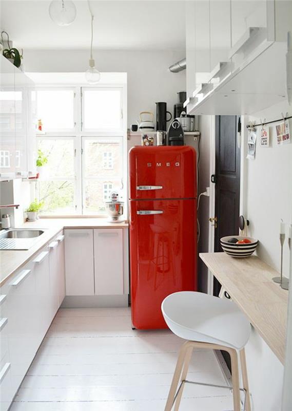 Ρετρό ψυγείο smeg κόκκινες ιδέες σχεδιασμού κουζίνας