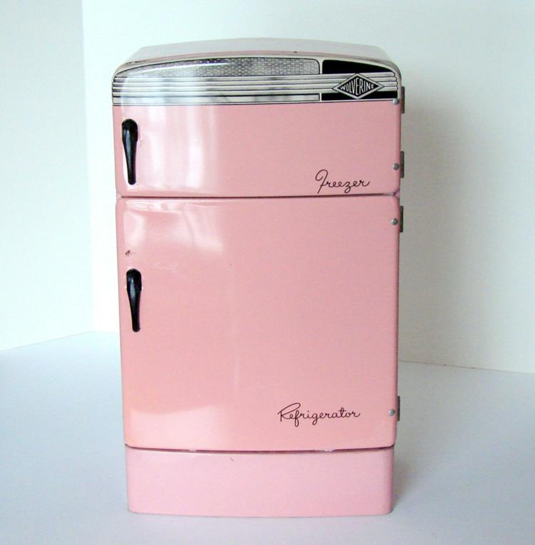 Ρετρό ψυγεία ροζ μικρές ιδέες σχεδιασμού κουζίνας