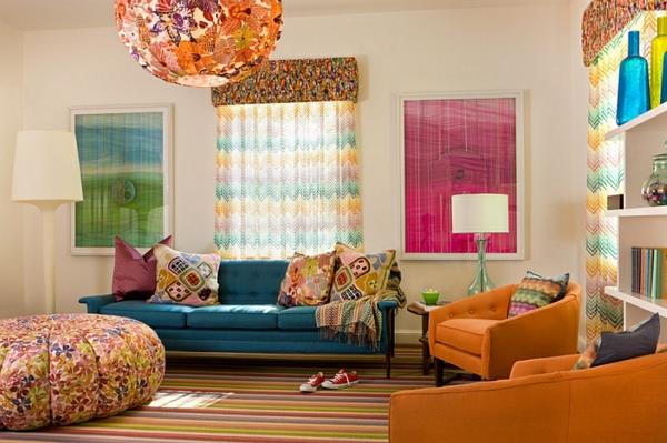 Ρετρό στυλ σαλόνι σχεδιασμένο χρωματιστό καναπέ