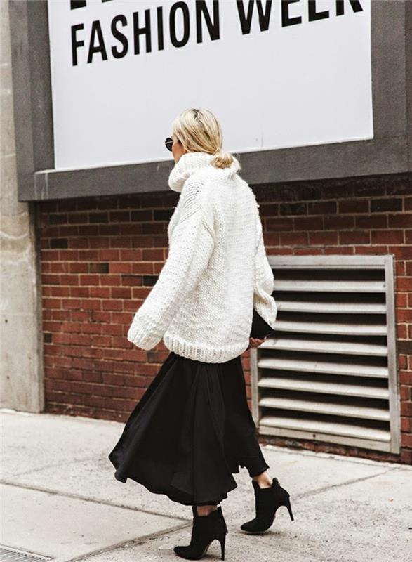 Γυναικεία πουλόβερ από Turtleneck λευκό oversize χειμερινή μόδα