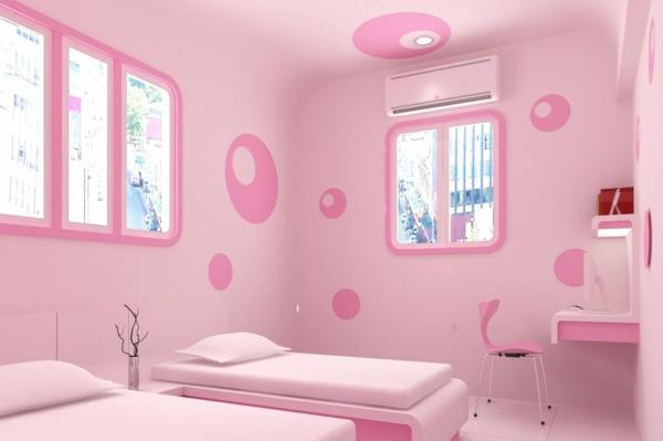 Ροζ παράθυρο διακόσμησης βρεφικών κρεβατιών