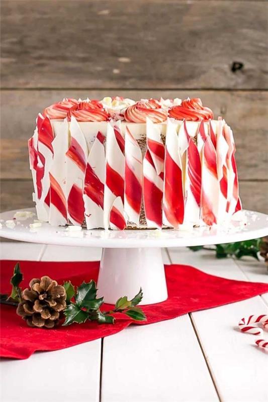 Κόκκινη και άσπρη διακόσμηση τούρτα ντεκό κέικ