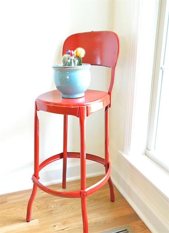 Τα κόκκινα έπιπλα σχεδιάζουν κλασική πλάτη καρέκλα, πλάτη με σκαμπό
