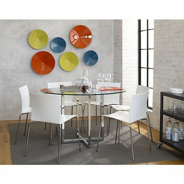 Στρογγυλά τραπέζια τραπεζιού πορσελάνινα πιάτα τοίχου χρώματος