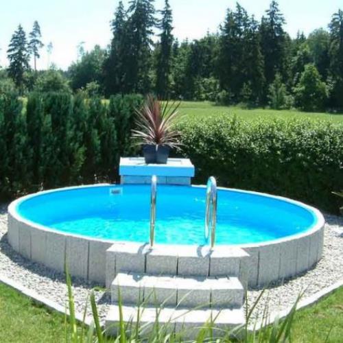 Στρογγυλές πισίνες κήπου τέλεια μοντέλα σκαλοπατιών απαιτείται καλή κάλυψη πισίνας