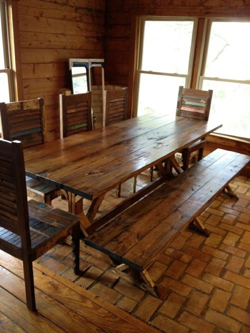 Τραπέζια τραπεζαρίας σε στυλ εξοχικής καρέκλας πάγκος αγροτικό