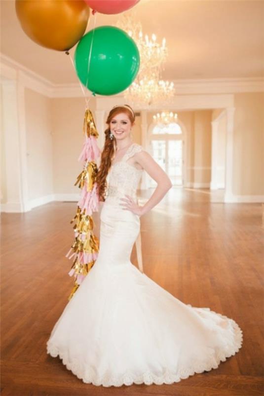 μπαλόνια πολύχρωμες διακοσμήσεις γάμου ιδέες deco ιδέες γαμήλιο νυφικό τρένο