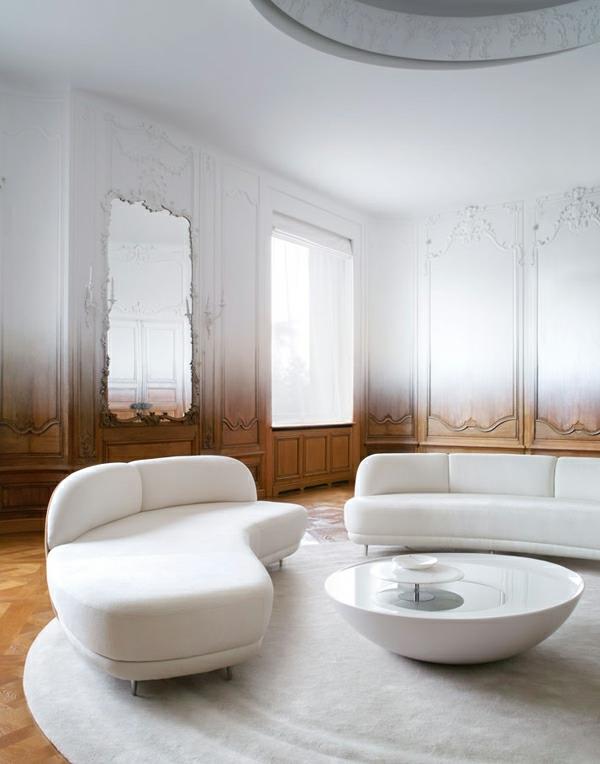 Κομψές ιδέες επίπλωσης για το σαλόνι με εκλεπτυσμένα λευκά έπιπλα