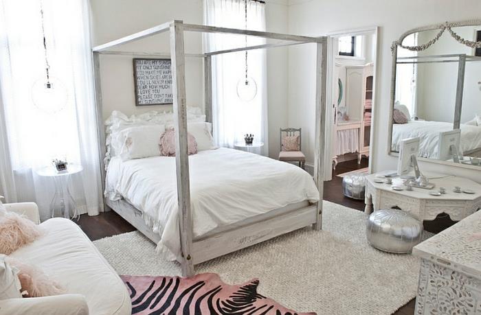 Υπνοδωμάτιο σχεδιασμός λευκό καθρέφτη ροζ τίγρη