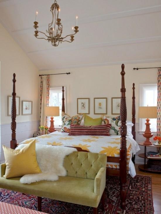 Σχεδιασμός κρεβατοκάμαρας φθινοπωρινό παντού απαλές υφές χαλί τεχνητή γούνα στον καναπέ στρωματάκι πολλά μαξιλάρια όμορφη διακόσμηση τοίχου