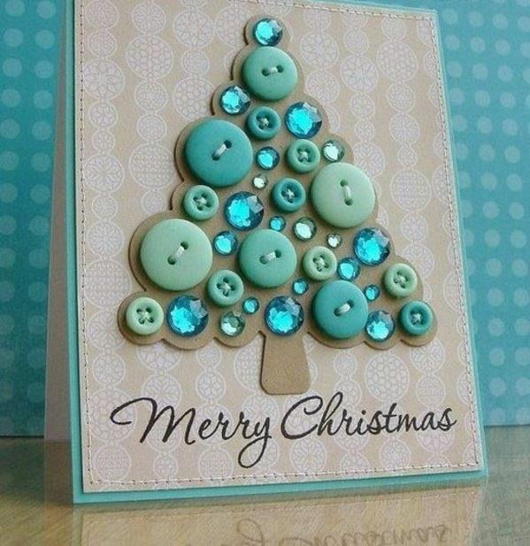 Φτιάξτε μόνοι σας όμορφες μπλε πράσινες χριστουγεννιάτικες κάρτες