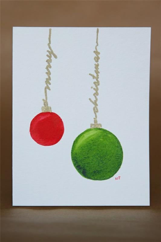 Φτιάξτε τις δικές σας χριστουγεννιάτικες κάρτες πράσινη κόκκινη μπάλα