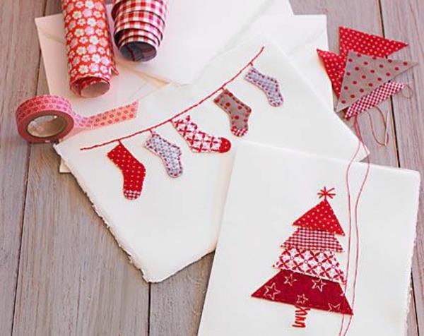 Φτιάξτε όμορφες χριστουγεννιάτικες κάρτες κόκκινες κάλτσες Χριστουγεννιάτικο δέντρο
