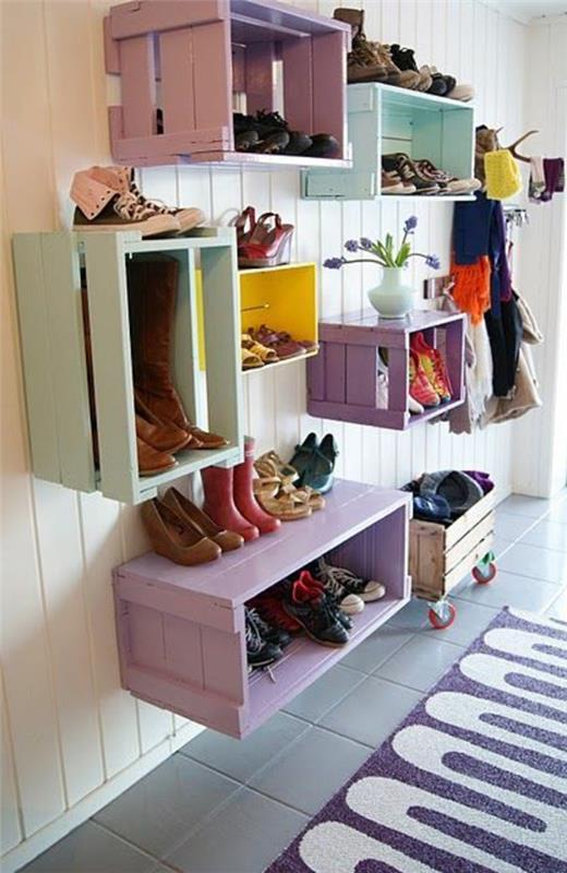 Φτιάξτε το δικό σας ξύλινο παλέτες γυναικείο κουτί για παπούτσια πολύχρωμο