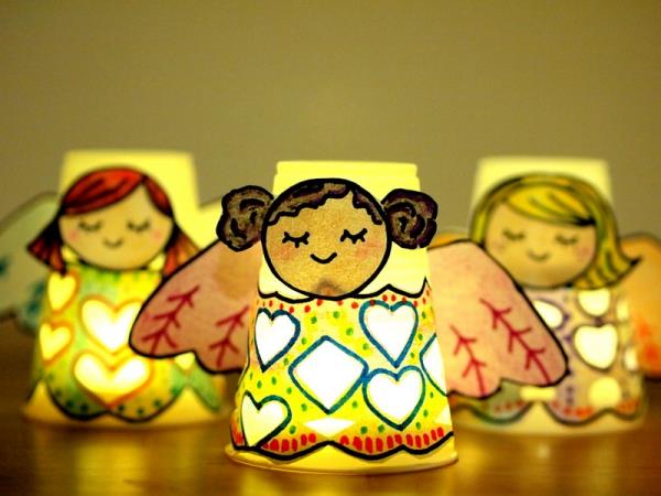 Guardian angels tinker με παιδιά για τα Χριστούγεννα - μαγικές ιδέες και οδηγίες οδήγησαν αγγέλους φλιτζανιού από κερί από κερί