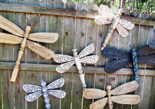 ξύλινα διακοσμητικά είδη διακόσμηση κήπου DIY σχέδιο κήπου λιβελούλα