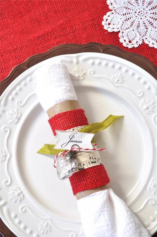 Δαχτυλίδια χαρτοπετσέτας για Χριστούγεννα - κομψές ιδέες και οδηγίες για μια γιορτινή διακόσμηση τραπεζιού τουαλέτας ρολό ντεκό τσόχα νότα