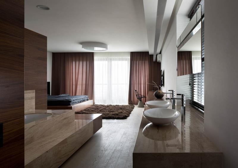 Shore House NOTT Design Studio Apartment Design Πολυτελές υπνοδωμάτιο με μπανιέρα
