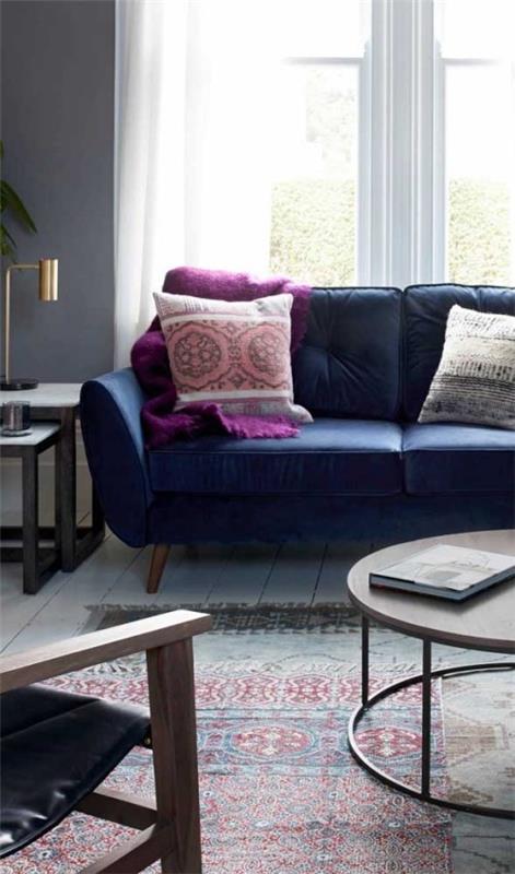 Καναπές ρετρό - μπλε ιδέα εσωτερική διακόσμηση