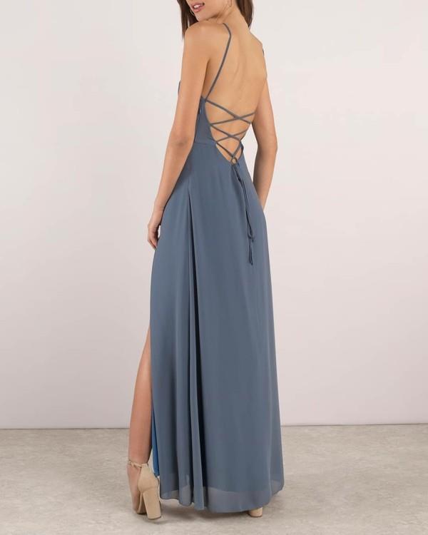 Καλοκαιρινά φορέματα 2018 σούπερ κομψά σε μπλε-γκρι