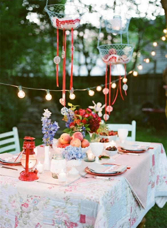 Καλοκαιρινή διακόσμηση πάρτι πολύχρωμες ιδέες κήπου διακόσμηση ελαφριά αλυσίδα