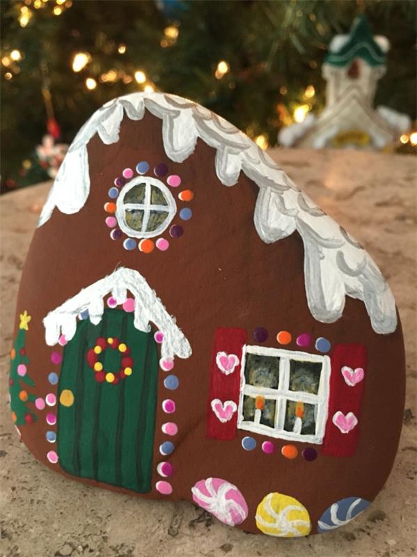 Ζωγραφική πέτρες για τα Χριστούγεννα - καλλιτεχνικές ιδέες και συμβουλές για μια εορταστική χειμερινή διακόσμηση διακοσμήσεις μελοψωμάτων σπιτιού Χριστούγεννα