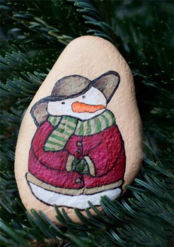 Πέτρες ζωγραφικής για τα Χριστούγεννα - καλλιτεχνικές ιδέες και συμβουλές για μια εορταστική χειμερινή διακόσμηση χιονάνθρωπου στολίδι