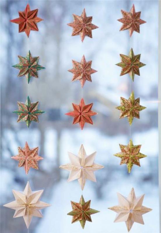 Φτιάξτε αστέρια για τα Χριστούγεννα με οδηγίες origami Χριστουγεννιάτικη γιρλάντα