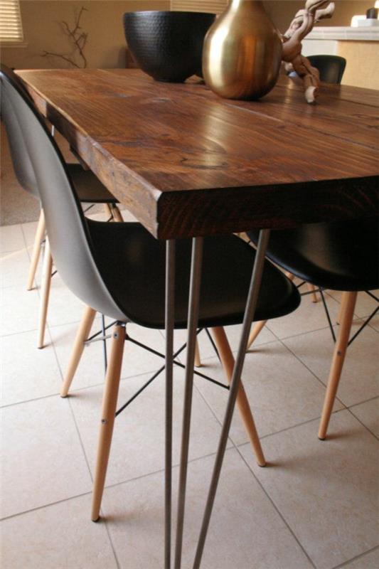 Καρέκλες λαμπερή επιφάνεια τραπεζαρίας ξύλο μοντέρνο μαύρο καφέ
