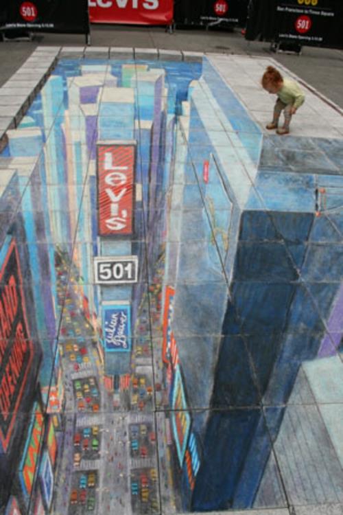 τέχνη με εφέ 3D από τον Julian Beever batman time squere