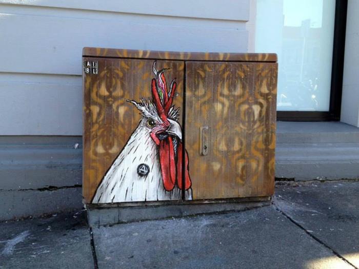 Street art καλλιτέχνης πανκ κόκορας