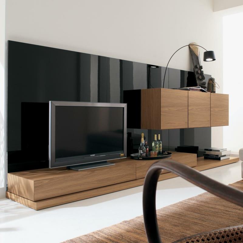 Τηλεόραση τοίχοι έπιπλα σαλόνι ξύλινα έπιπλα Μονάδα τοίχου τηλεόρασης μαύρο υψηλής στιλπνότητας