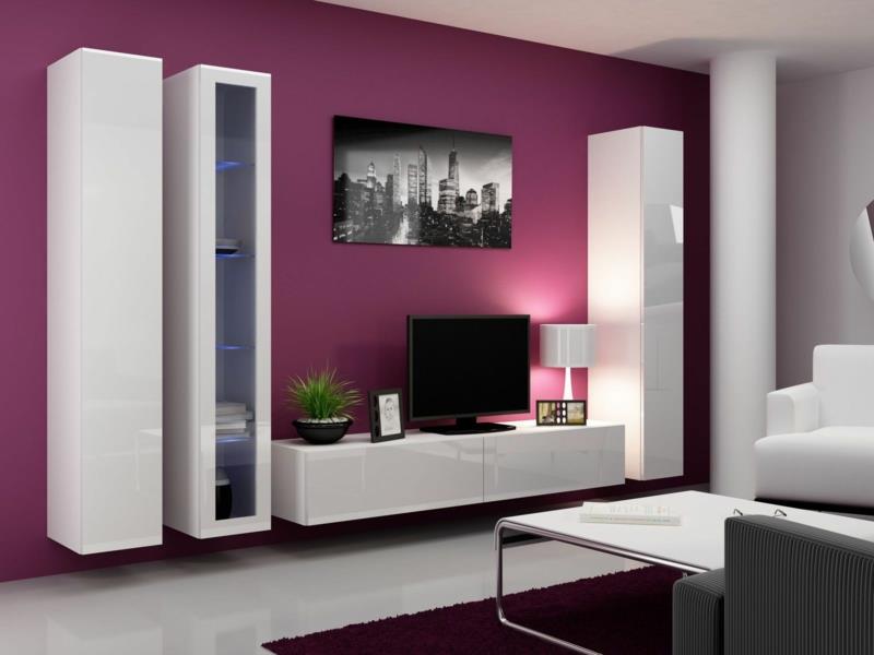 Έπιπλα σαλονιού τοίχων τηλεόρασης Μονάδα τοίχου τηλεόρασης χρώμα ροζ