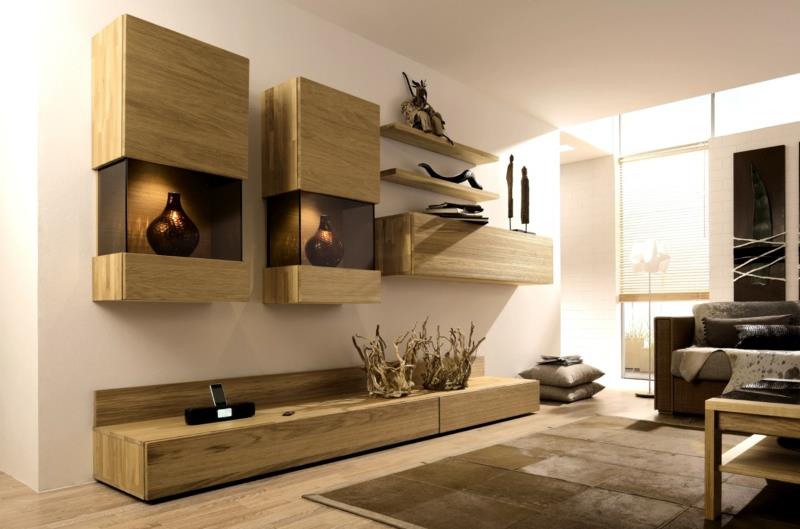 Σύστημα τηλεόρασης τοίχου ξύλινο ρουστίκ έπιπλα σαλονιού τραπεζάκι σαλονιού
