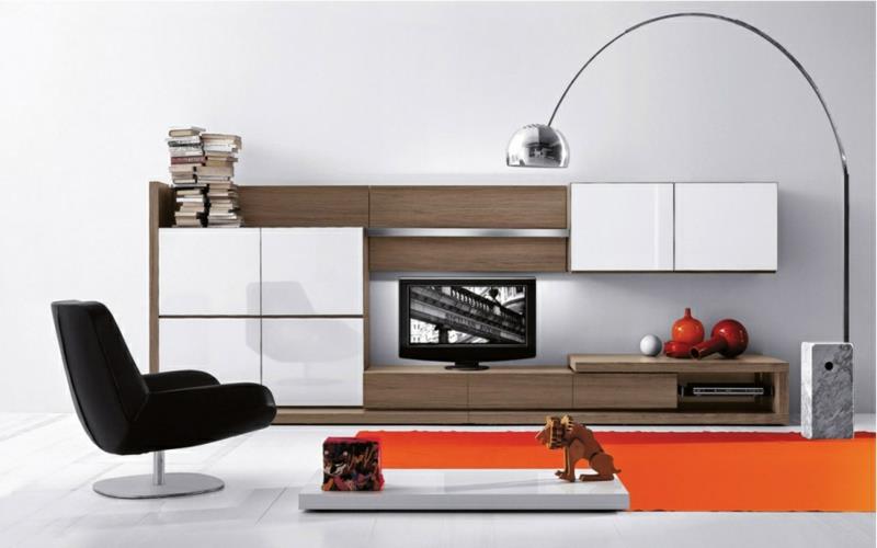 Μονάδα τοίχου τηλεόρασης πολυθρόνα επίπλων σαλόνι ξύλου υψηλής στιλπνότητας