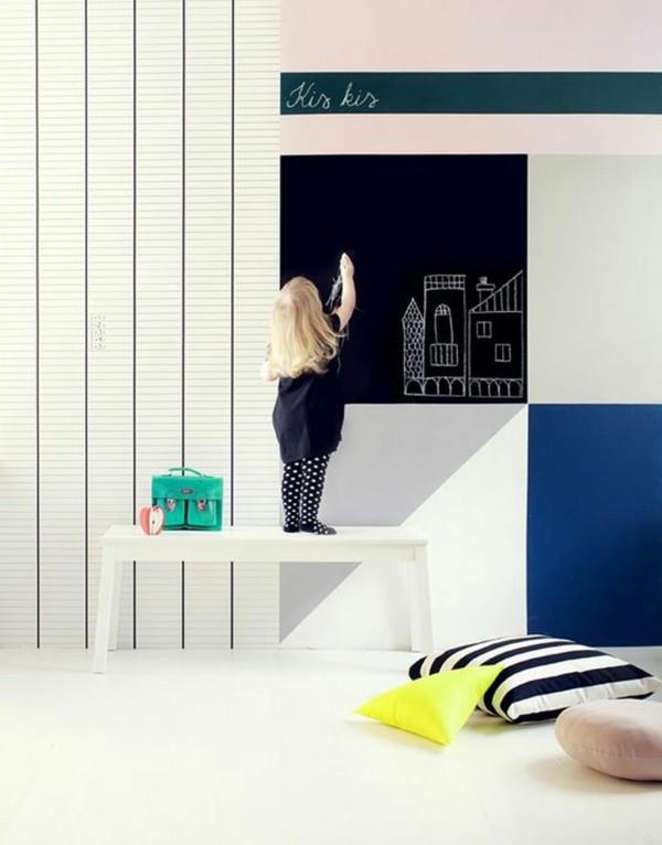 Χρώμα μαυροπίνακα σχεδιασμός παιδικού δωματίου δημιουργική διακόσμηση τοίχου μαυροπίνακας