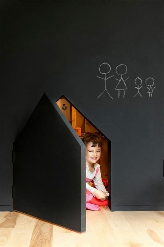 Χρώμα μαυροπίνακα τοίχο παιδικό δωμάτιο διακόσμηση γωνιά δημιουργούν το σπίτι των παιδιών