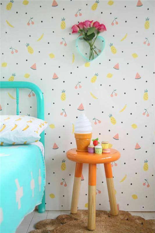 Ταπετσαρία παιδικό δωμάτιο μοτίβο ταπετσαρία καλοκαιρινά φρούτα σε παστέλ χρώματα