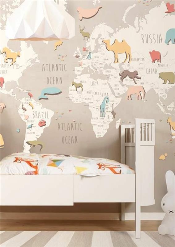 Ταπετσαρία παιδικό δωμάτιο αστείο παγκόσμιο χάρτη τοίχο προφοράς