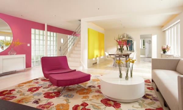Ταπετσαρία και υφάσματα με σαλόνι με floral μοτίβο