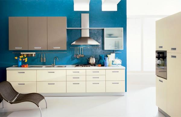 ντουλάπια κουζίνας περιστέρι μπλε τοίχο έπιπλα κουζίνας