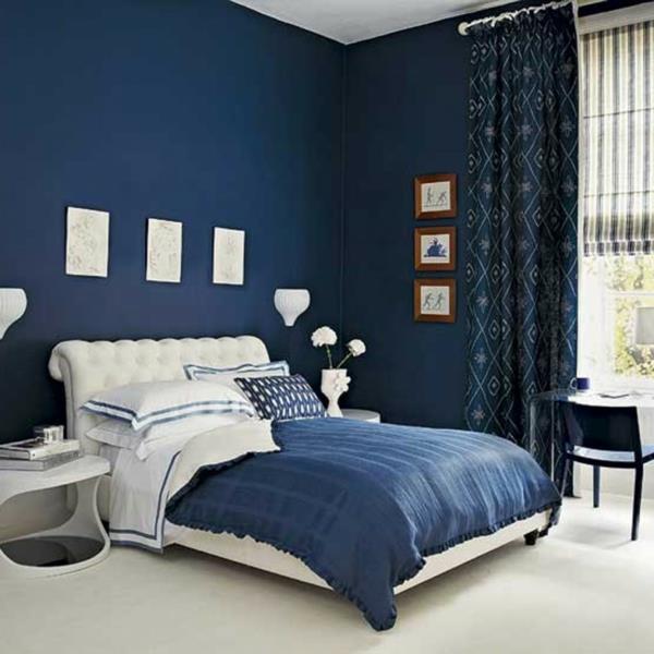 μπλε τοίχο χρώμα βασιλικό μπλε υπνοδωμάτιο