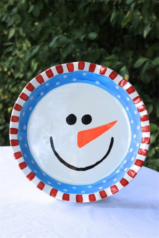 Ιδέα δώρου χρωματιστό πιάτο χιονάνθρωπου