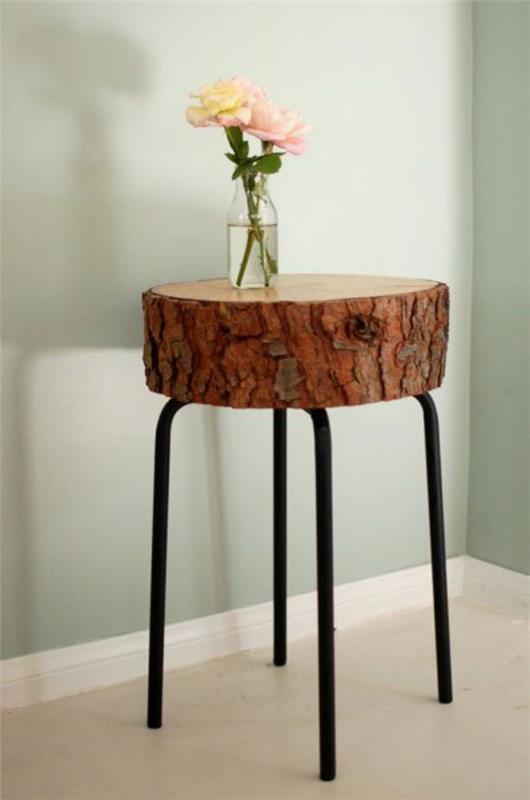vintage στυλ μεταλλικό τραπέζι ποδιών κατασκευασμένο από κορμό δέντρου