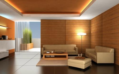 μοντέρνο πρωτότυπο πορτοκαλί σχέδιο οροφής στο σαλόνι