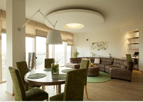 επένδυση οροφής στο σαλόνι μοντέρνα πρωτότυπα μοντέρνα πράσινα επικαλυμμένα έπιπλα