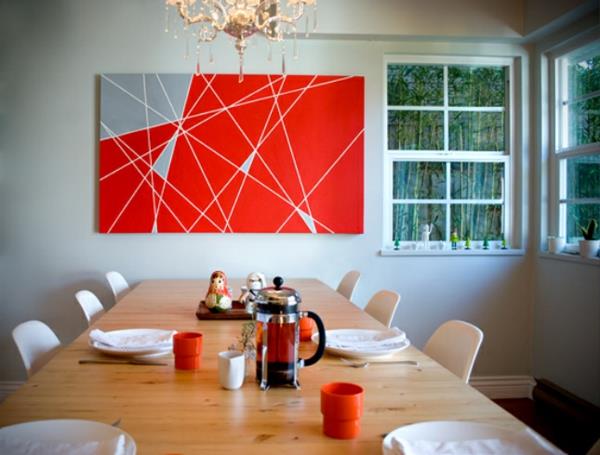 Υπέροχος σχεδιασμός τοίχου με ιδέες βαφής βαφής τοίχου με κόκκινο καμβά